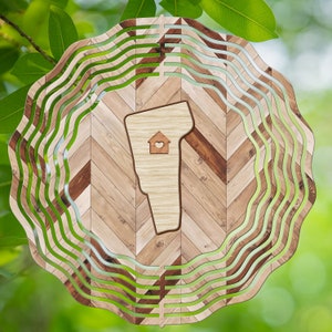 Vermont Wood Grain Wind Spinner, Spinners de viento colgantes para exteriores, diseño de sublimación, descarga instantánea
