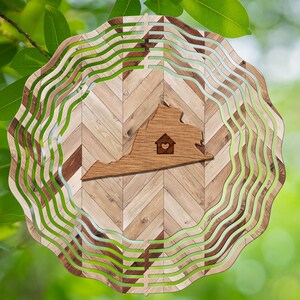 Virginia Wood Grain Wind Spinner, Spinners de viento colgantes para exteriores, diseño de sublimación, descarga instantánea