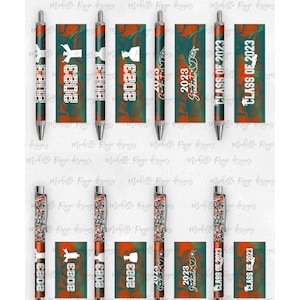 2023 Graduation PNG Pen Wraps Teal und Orange Set 3,2023 Senior Pen-Datei, Klasse von 2023 Mockup enthalten, Schulfarben, High School, College