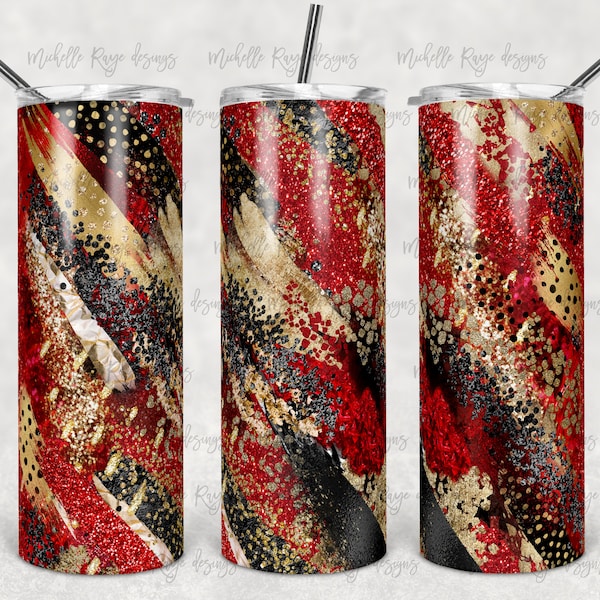 Christmas Black Red and Gold Glitter Milky Way, 20 oz Skinny Tumbler, Sublimation Design, PNG, Instant Digital Download