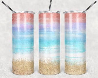 Sunset Beach png sublimacja opakowanie na kubek, Pastelowy zachód słońca, Summer Lake, 20 oz Skinny Tumbler Sublimacja Design, Pobieranie cyfrowe, PNG,