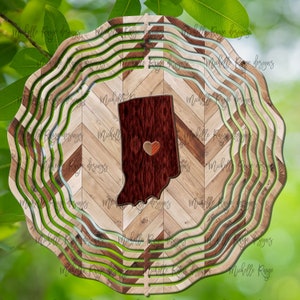 Indiana Wood Grain Wind Spinner, Spinners de viento colgantes para exteriores, diseño de sublimación, descarga instantánea