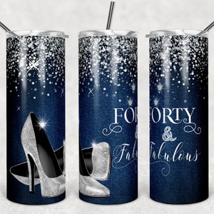 Vierzig und fabelhafte Denim-Diamanten, dünne Becher, 20 Unzen Becher, sofortiger Download, PNG
