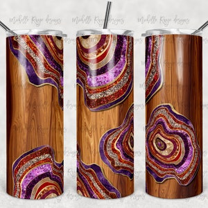 Otoño, Veta de madera, Ágata, Geoda, Peekaboo, Brillo, Sublimación, 20 oz. Vasos flacos, descarga digital instantánea