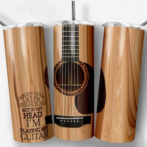 Sublimación PNG de guitarra acústica, podría parecer que estoy escuchando, envoltura de vaso completo de 20 oz, descarga instantánea, profesor de música PNG JPEG