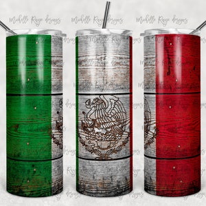 Mexikanische Flagge, Wappen, rustikal, Holzmaserung, 20 oz Skinny Becher, Sublimationsdesign, digitaler Download PNG, Instant DIGITAL ONLY