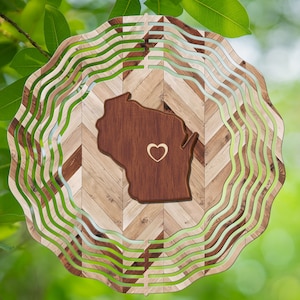 Wisconsin houtnerf windspinner, hangende windspinners voor buiten, sublimatieontwerp, direct downloaden