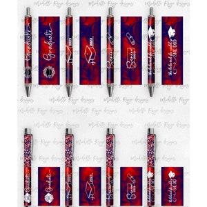 2023 Abschluss PNG Pen Wraps Rot und Blau Set 1,2023 Senior Pen Datei, Klasse von 2023 Mockup enthalten, Schulfarben, High School, College