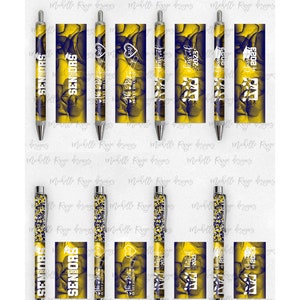 2023 Graduation PNG Pen Wraps Gelb und Blau Set 4,2023 Senior Pen-Datei, Klasse von 2023 Mockup enthalten, Schulfarben, High School, College