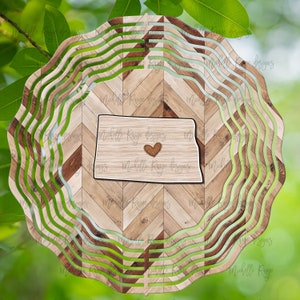 Spinner de viento de grano de madera de Dakota del Norte, Spinners de viento colgantes para exteriores, diseño de sublimación, descarga instantánea