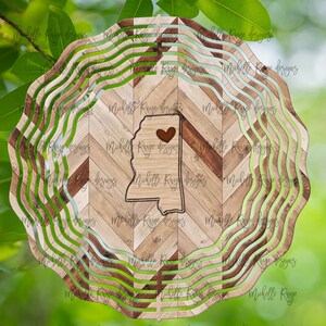 Mississippi Wood Grain Wind Spinner, Spinners de viento colgantes para exteriores, diseño de sublimación, descarga instantánea