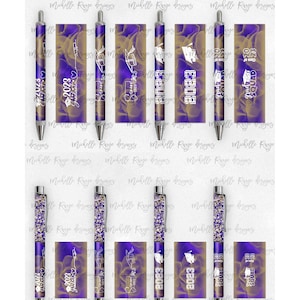 2023 Graduation PNG Pen Wraps Lila und Gold Set 2,2023 Senior Pen-Datei, Klasse von 2023 Mockup enthalten, Schulfarben, High School, College