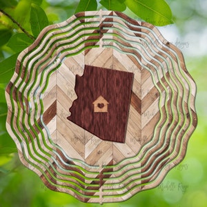 Arizona Wood Grain Wind Spinner, Spinners de viento colgantes para exteriores, diseño de sublimación, descarga instantánea