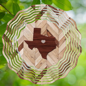 Texas Wood Grain Wind Spinner, Spinners de viento colgantes para exteriores, diseño de sublimación, descarga instantánea