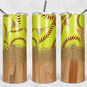 Softbol y suciedad en grano de madera, vasos flacos, vaso de 20 oz, descarga instantánea, PNG