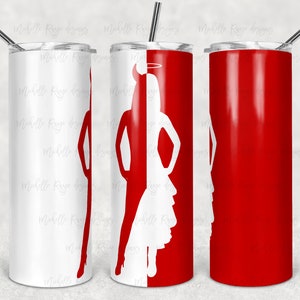 Mitad Diablo Rojo, Mitad Ángel Blanco, Sublimación, Vasos Flacos, Vaso de 20 oz, Descarga Instantánea, PNG