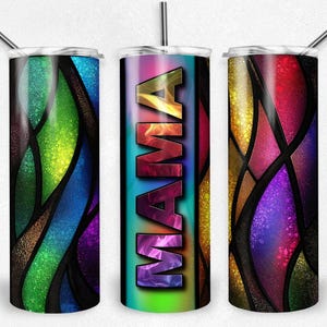 Copo de vidro colorido MAMA sublimação Tumbler Wrap PNG, Astract MAMA design, Mama file 20 oz Tumblers, Download instantâneo, design digital, png