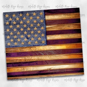 Hölzerne amerikanische Flagge Becher, PNG Wrap, Vaterländisches Design, Sublimation, dünne Becher, 20 Unzen Becher, sofortiger Download, PNG Bild 3