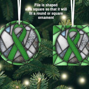 Grüne Awareness Ribbon Glasmalerei, Ornament, Nebennierenkrebs, Nierenkrebs, Sublimation, Design, Instant Download, Mockup
