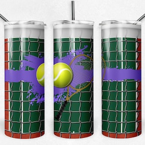 Tennisbaan, sport, paars, sublimatieontwerp, magere bekers, 20 oz tuimelaar, instant digitale download