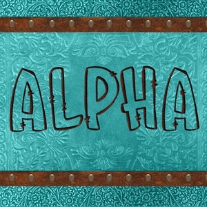 Cowboy Western Leather Alpha Clip Art, superposiciones PNG, superposiciones de letras, imágenes prediseñadas ABC, fuente PNG