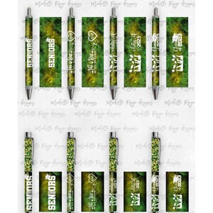 2023 Graduation PNG Pen Wraps Grün und Gelb Set 4,2023 Senior Pen-Datei, Klasse von 2023 Mockup enthalten, Schulfarben, High School, College