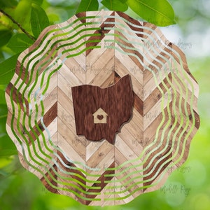 Ohio Wood Grain Wind Spinner, Spinners de viento colgantes para exteriores, diseño de sublimación, descarga instantánea