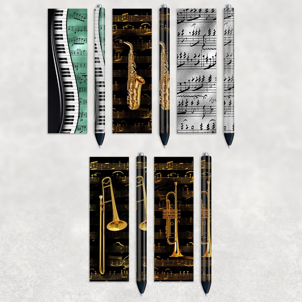 Music Pen Wraps, Musical Instruments, Sublimation Pen Designs, Instant Digital Download, Mockup Included