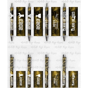 2023 Abschluss PNG Pen Wraps, 2023 Senior Pen Datei, Klasse von 2023, Mockup enthalten, Schulfarben, Schwarzgold Set 3, High School, College