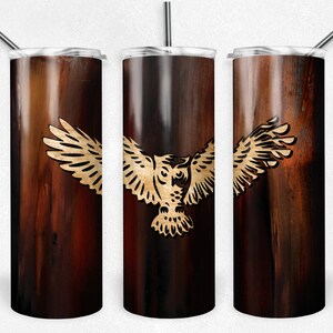 Búho de grano de madera, sublimación, 20 oz. Vasos flacos, descarga digital instantánea