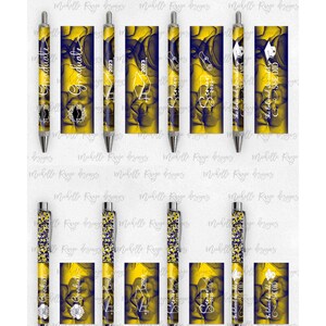 2023 Abschluss PNG Pen Wraps Gelb und Blau Set 1,2023 Senior Pen Datei, Klasse von 2023 Mockup enthalten, Schulfarben, High School, College