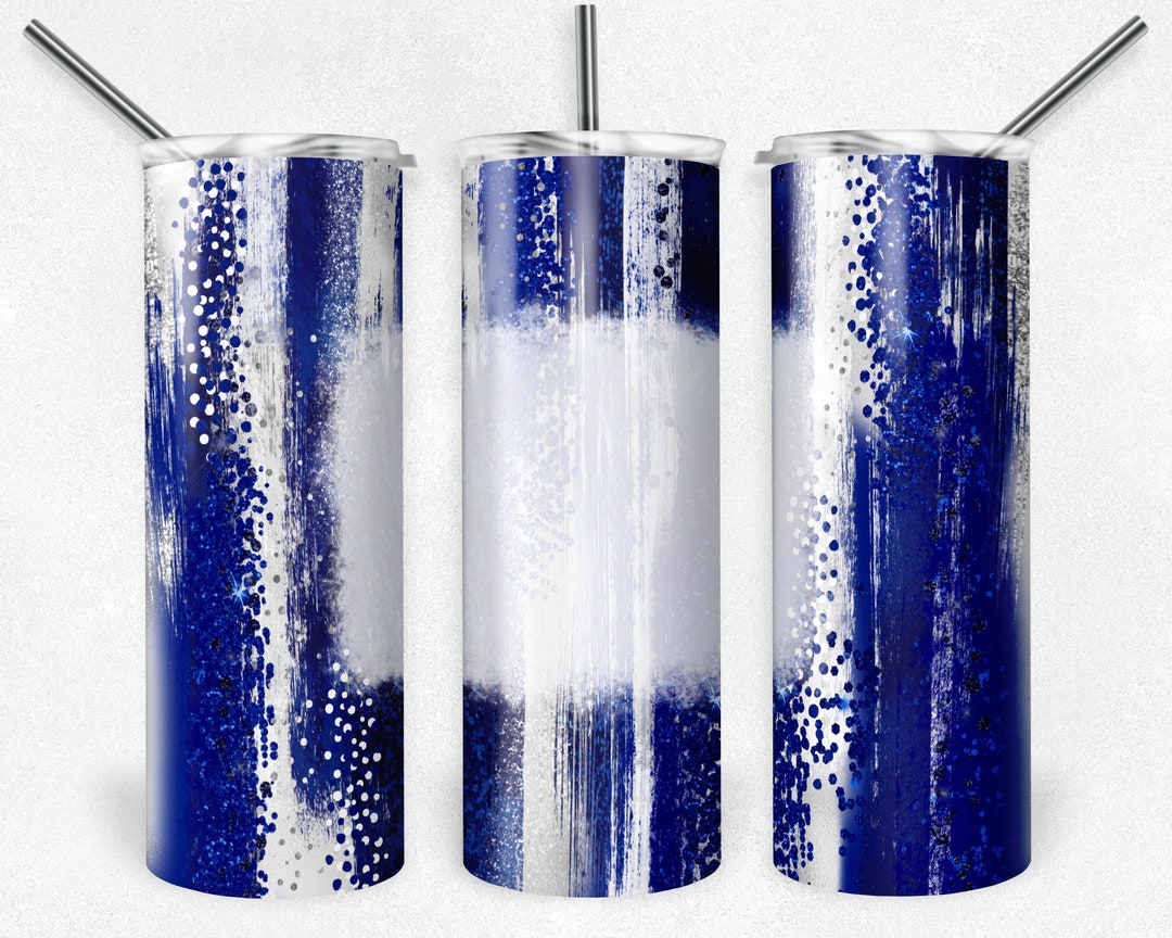 Blue and White Glitter Brush Strokes With Bleach, Paint Strokes, Skinny