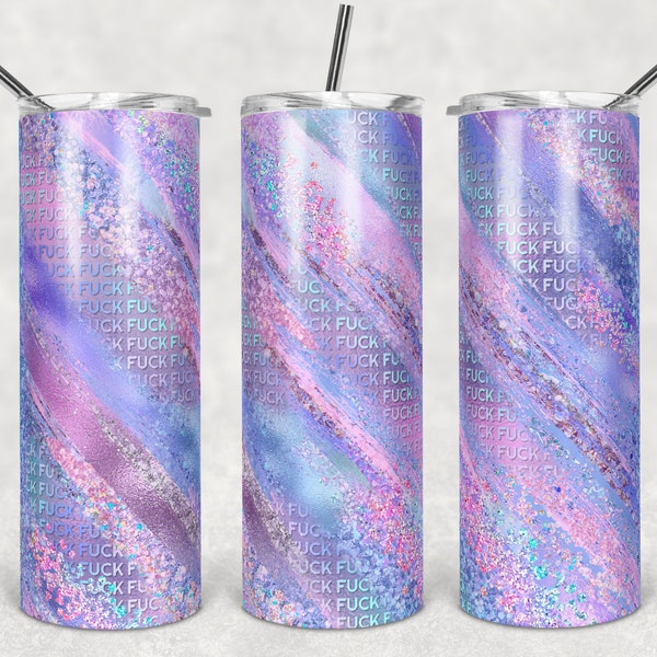 F Bomb Pastel Teal Pink Purple Glitter Milky Way, 18+, Adult, Skinny Tumblers, 20 oz Tumbler, Instant Download, PNG