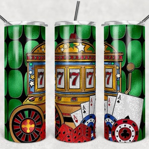Casino Vitraux, Poker, roulette, machines à sous, Las Vegas, DIce Skinny Tumblers, 20 oz Tumbler, Téléchargement instantané