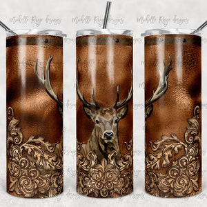 Hirschkopf, Buck, metallisch, Folie, verschönert, rustikal, Sublimation, 20 oz. Skinny Becher, sofortiger digitaler Download, PNG