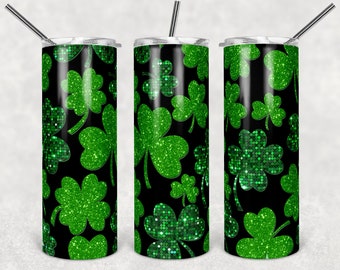 St Patrick's Day, Glitter Clover, 20 Unzen Tumbler Design-Vorlage für Sublimationen
