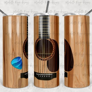 20 oz Skinny Tumbler PNG Sublimatie wrap, Akoestische Gitaar pick, Gitaar Volledige Tumbler bestand, Instant Download, Muziekleraar PNG Design