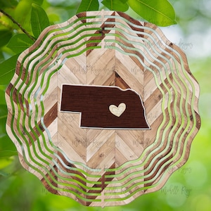 Nebraska Wood Grain Wind Spinner, Spinners de viento colgantes para exteriores, diseño de sublimación, descarga instantánea