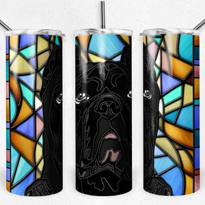 Cane Corso Black Stained Glass PNG Wrap, Puppy, Cane Corso Sublimation Tumbler file, 20oz Tumbler Design, Digital Download, Mosaic, Dog Mom