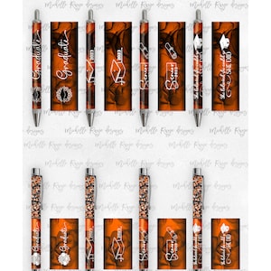 2023 Abschluss PNG Pen Wraps Orange und Schwarz Set 1,2023 Senior Pen Datei, Klasse von 2023 Mockup enthalten, Schulfarben, High School, College