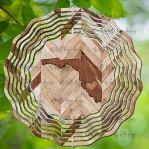 Florida Wood Grain Wind Spinner, Spinners de viento colgantes para exteriores, diseño de sublimación, descarga instantánea