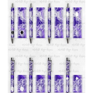 2023 Graduation PNG Pen Wraps Lila und Weiß Set 1,2023 Senior Pen-Datei, Klasse von 2023 Mockup enthalten, Schulfarben, High School, College