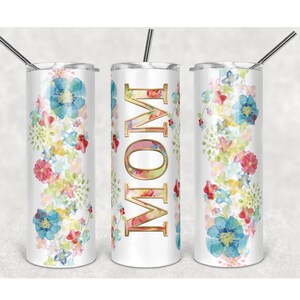 Flores transparentes en blanco con superposiciones PNG de mamá y abuela, alfabeto, vasos flacos, vaso de 20 oz, descarga instantánea