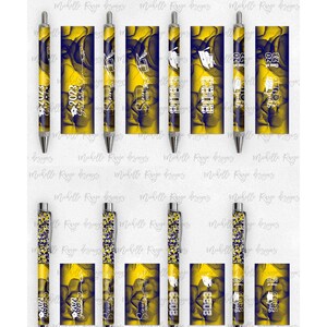 2023 Abschluss PNG Pen Wraps Gelb und Blau Set 2,2023 Senior Pen Datei, Klasse von 2023 Mockup enthalten, Schulfarben, High School, College