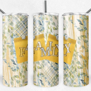 Blue and Yellow Floral Sticky Notes Family, Skinny Tumblers, 20 oz Tumbler, Instant Download, PNG