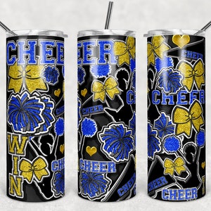 Cheerleader Burst blu e oro, bicchieri magri, bicchiere da 20 once, download istantaneo, PNG