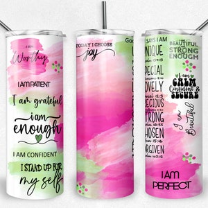 Self Love Affirmation PNG Sublimationsbecherverpackung, Leerraum für Namen oder Bild, 20 Unzen Skinny Tumbler-Datei, Inspiration, Sofort-Download