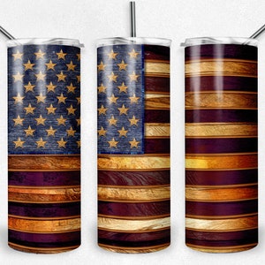 Envoltura PNG de vaso de bandera americana de madera, diseño patriótico, sublimación, vasos flacos, vaso de 20 oz, descarga instantánea, PNG