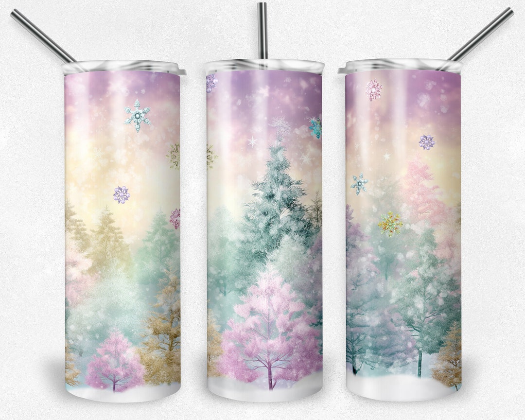 Pastel Winter Wonderland PNG Tumbler Wrap Christmas Tree Etsy