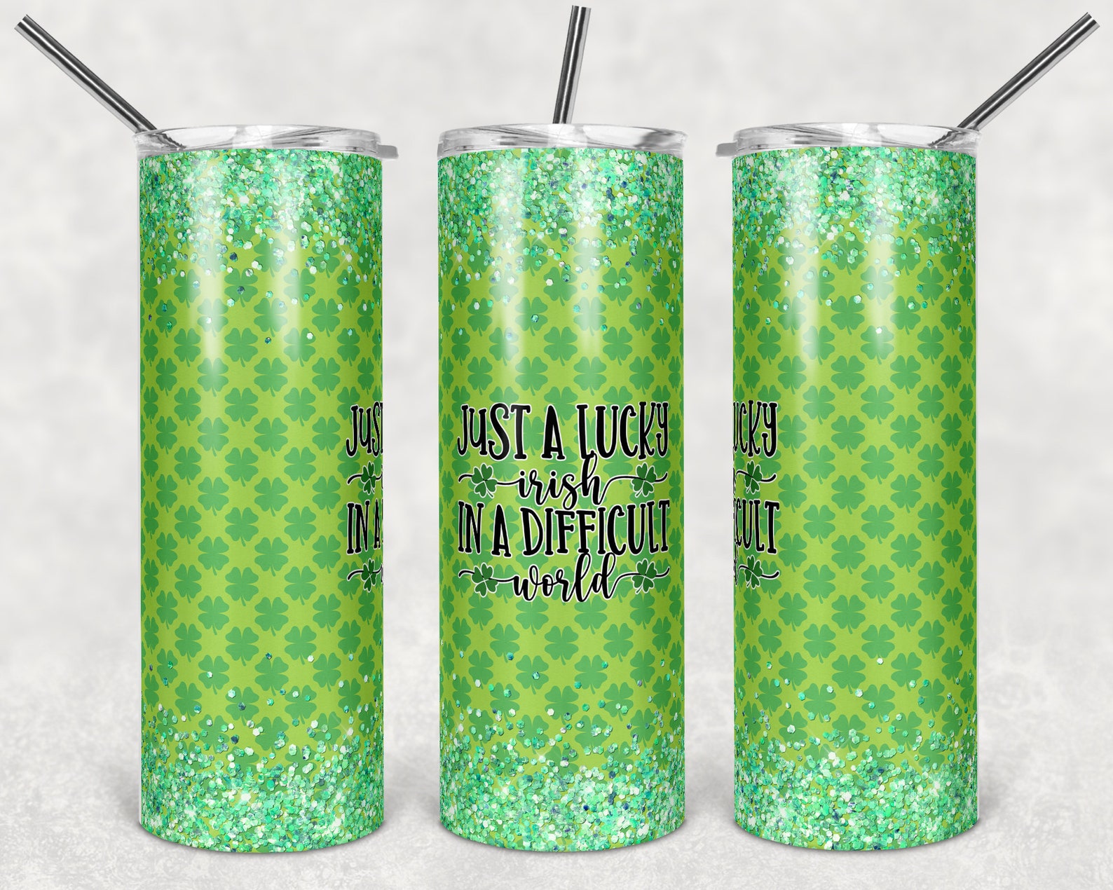 Shamrock Lucky Irish 20oz Tumbler Design Template for Etsy